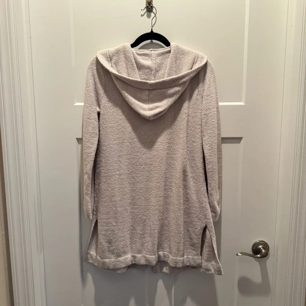 Barefoot Dreams CozyChic Lite Knit Hooded Cardigan with Pockets Stone Size XS/S